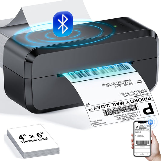Bluetooth Thermal Shipping Label Printer, Wireless 4x6 Label Printer for Shipping Packages & Small Business, Compatible with Android, IOS, Windows and Mac, Widely Used for Ebay, Amazon, Shopify, USPS