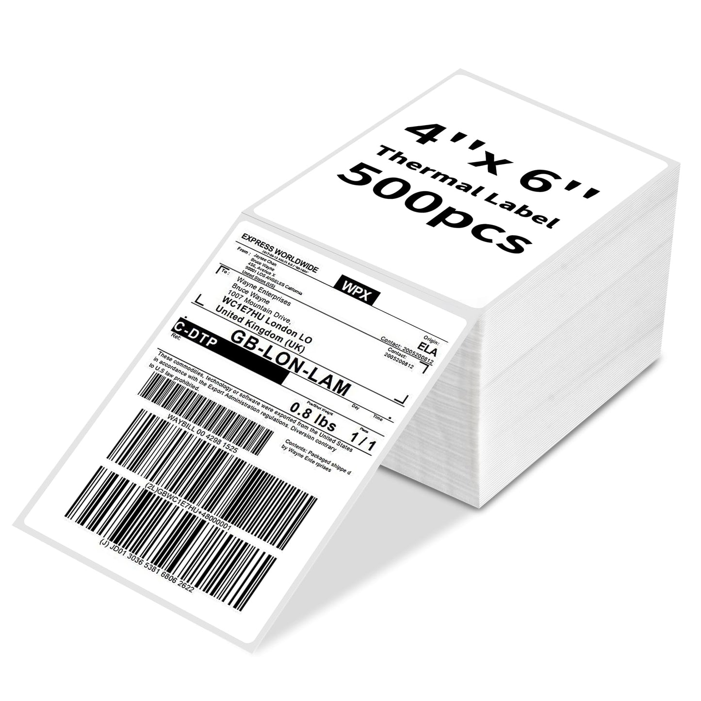 4x6 Direct Thermal Shipping Label, Fan-Fold Sticker Labels, Commercial Grade, Strong Adhesive Label Paper, Thermal Labels Compatible with Rollo, Munbyn, Nelko, Pack of 500 4x6 Per Shipping Labels