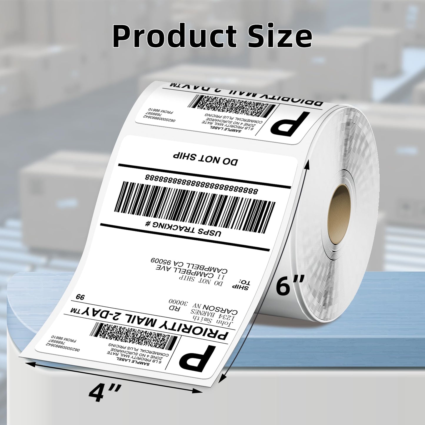 4x6 Direct Thermal Shipping Label, Roll Sticker Labels, Commercial Grade, Strong Adhesive Labels paper, Thermal Labels Compatible with Rollo, Nelko, Munbyn, Jadens, Pack of 500 4x6 Per Shipping Labels