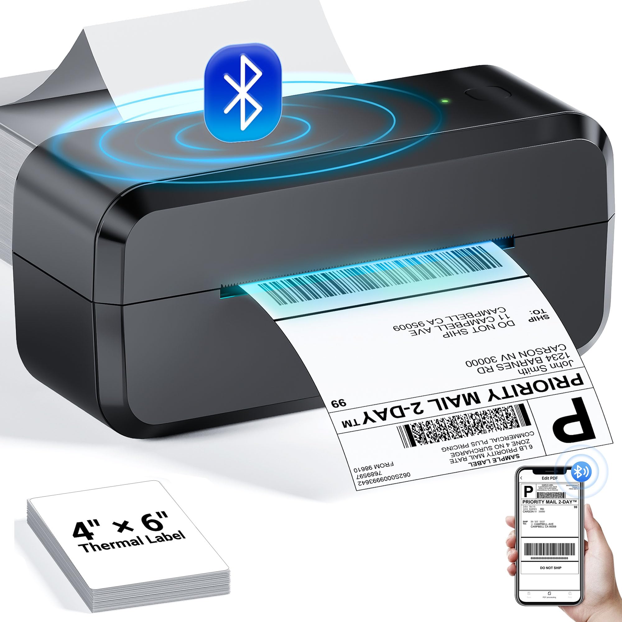 Bluetooth Wireless thermal Label Printer,High Speed 4x6 shops USB Shipping Label