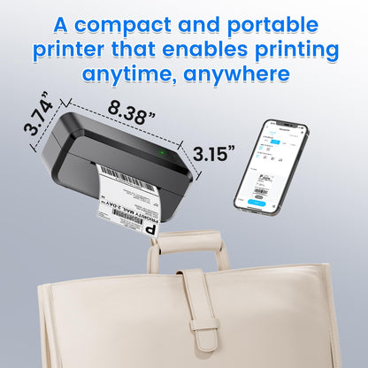 Bluetooth Thermal Shipping Label Printer, Wireless 4x6 Label Printer for Shipping Packages & Small Business, Compatible with Android, IOS, Windows and Mac, Widely Used for Ebay, Amazon, Shopify, USPS