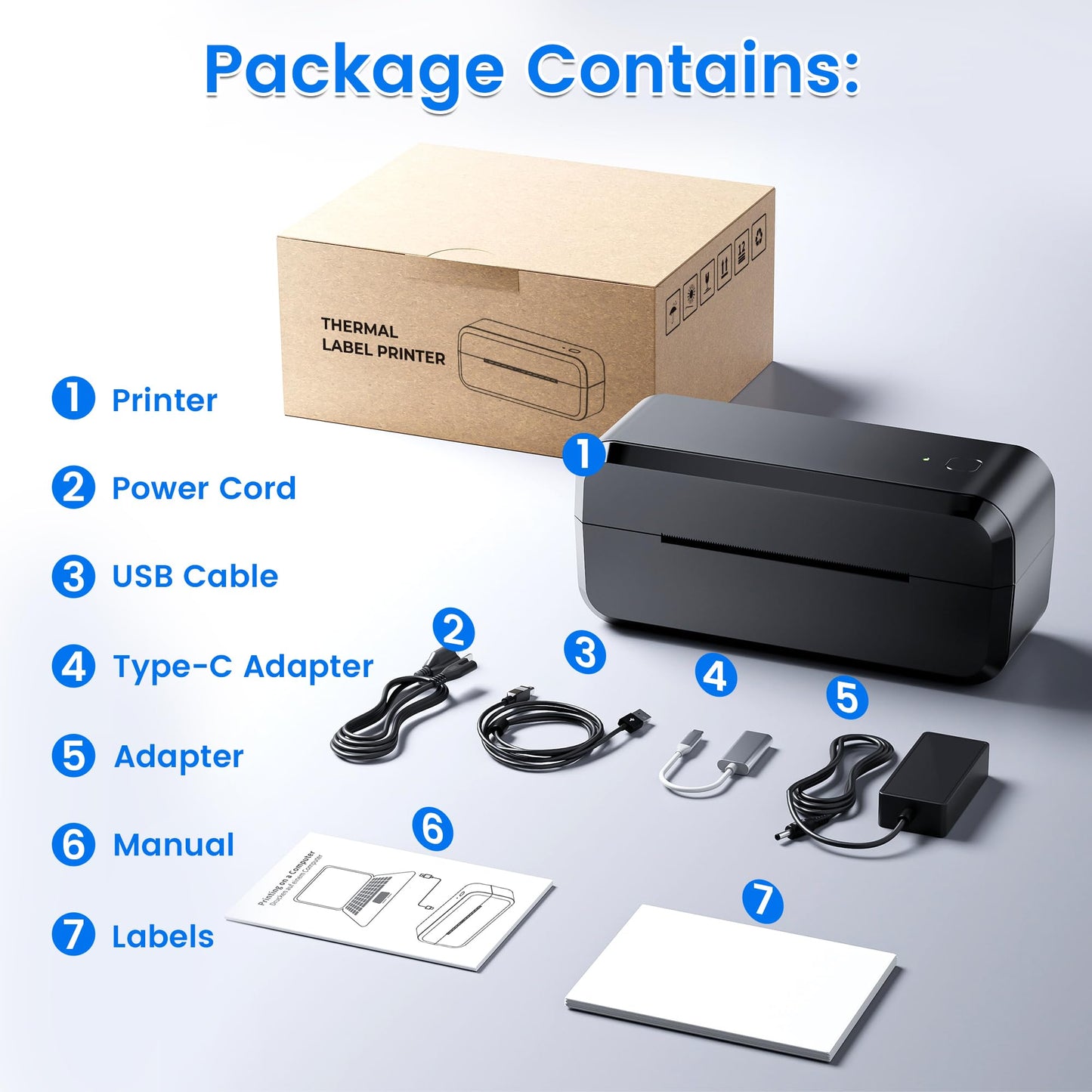 Bluetooth Thermal Shipping Label Printer, Wireless 4x6 Label Printer for Shipping Packages & Small Business, Compatible with Android, IOS, Windows and Mac, Widely Used for Ebay, Amazon, Shopify, USPS