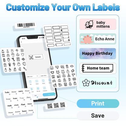 Label Makers, Label Maker Machine with Tape, Portable Bluetooth Label Printer with Little Space, Inkless Thermal Label Maker for Family School, Mini Label Maker with Multiple Personalized Templates