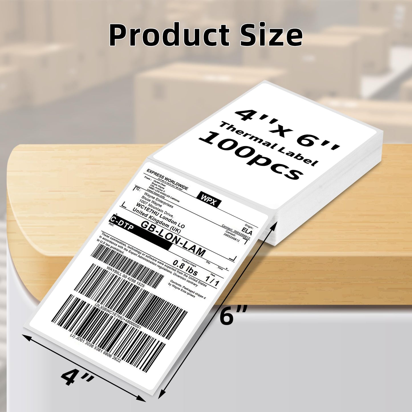 4x6 Direct Thermal Shipping Label, Fan-Fold Sticker Labels, Commercial Grade, Thermal Labels Compatible with Rollo, Nelko, Munbyn, Jadens, Strong Adhesive Labels Paper, 100 Labels Per Stack