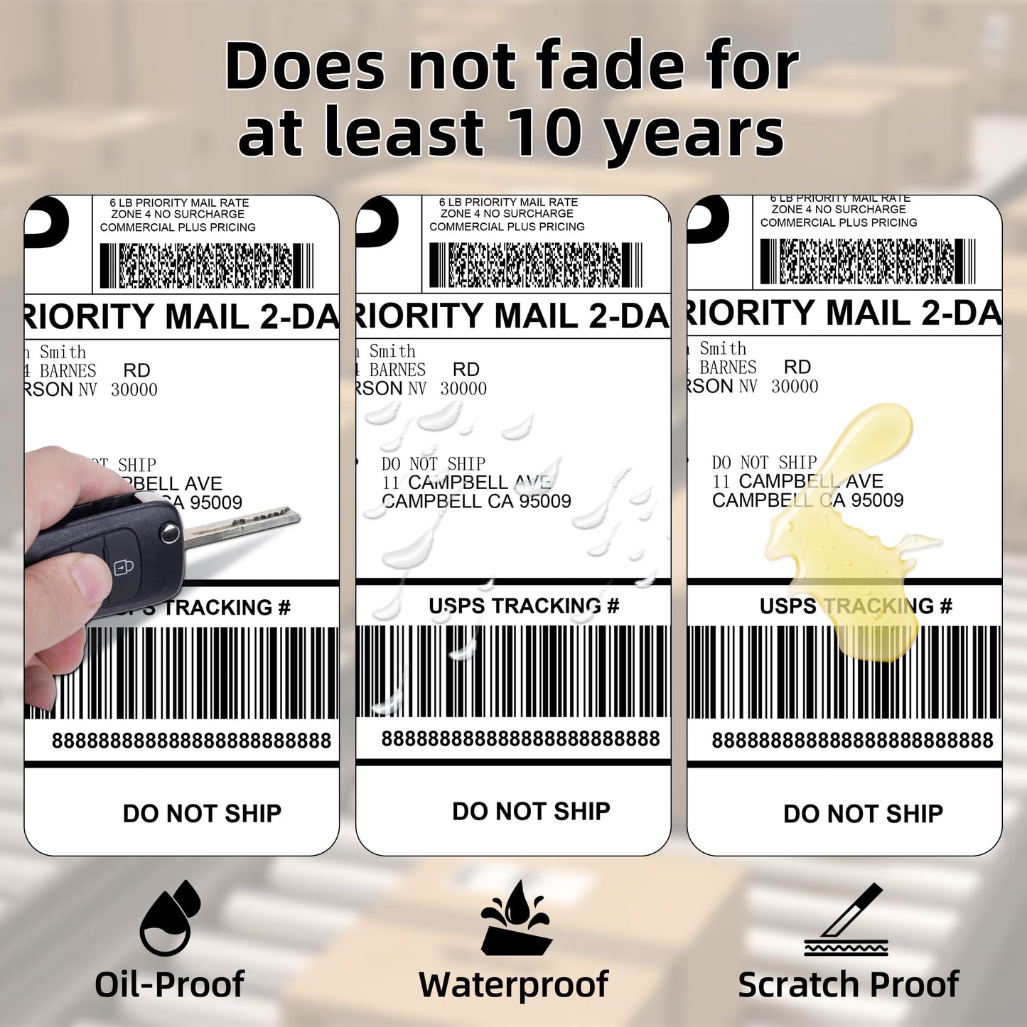 4x6 Direct Thermal Shipping Label, Fan-Fold Sticker Labels, Commercial Grade, Thermal Labels Compatible with Rollo, Nelko, Munbyn, Jadens, Strong Adhesive Labels Paper, 100 Labels Per Stack